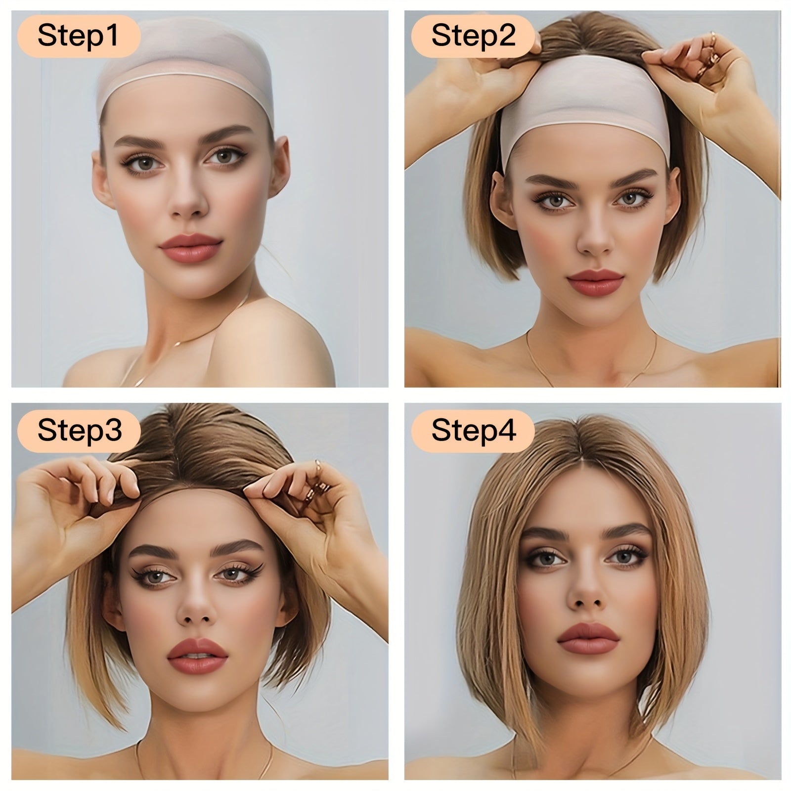 A 16-Inch Brown Mixed-Dye Bob Wig Made of High-Temperature Synthetic Rose Net, Suitable for Daily Work, Dates, Beach Vacations, Music Festivals, Christmas, And Other Occasions. A Must-Have Wig for Party Photos, Sweet And Cool, Light And Darkly Sweet