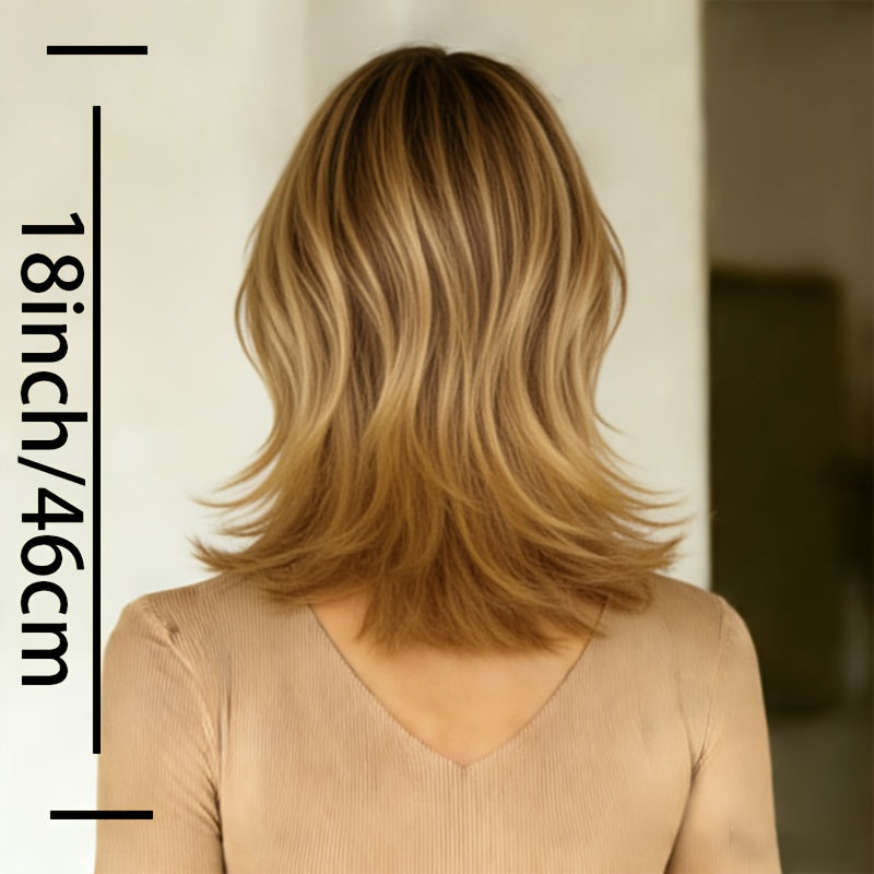 18-inch Mid-Length Net with Jerry Curl Texture - Volume & Easy-Care Hairstyle Suitable for All Occasions, Daily Wear & Special Events - 18\