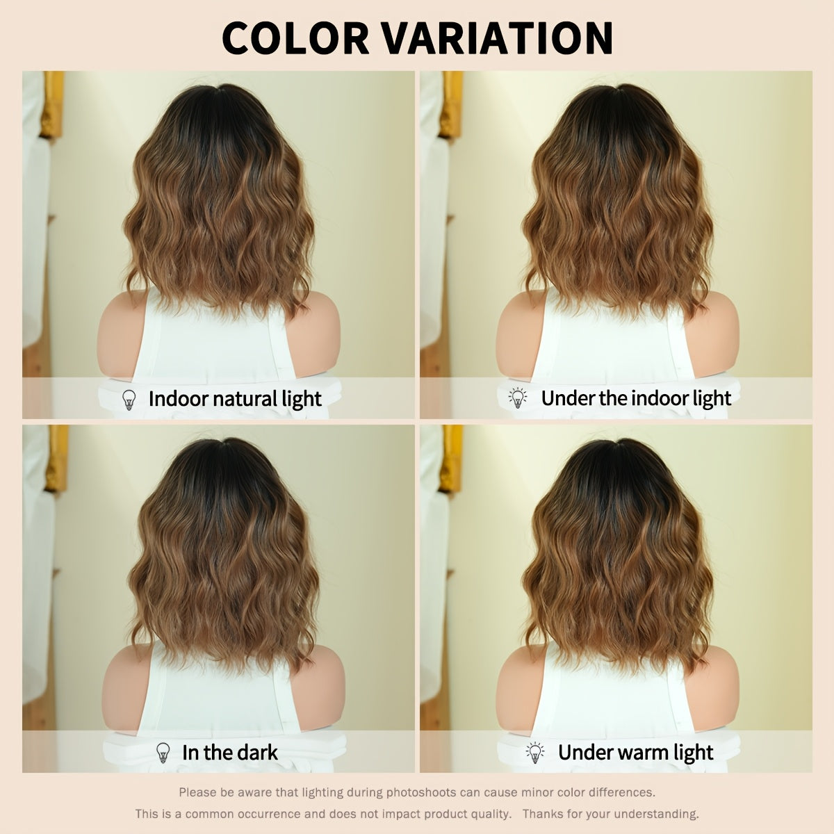 NAMM Short Water Wave Golden Brown Wig for Women Modest Fashion Middle Part Wear and Go Copper Wigs with Dark Roots High Density Synthetic Heat-Resistant Fiber Fake Hair Wear Beginners Glueless Wig Cosplay Party Wigs 12Inches