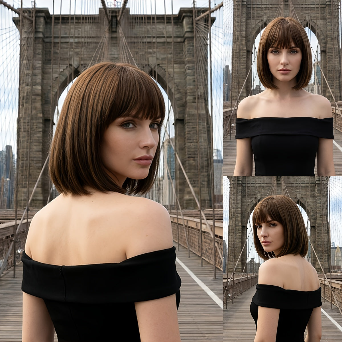 The New Amber Light Brown BOB Wig-Rose Net Breathable Lining Design Is the Best Choice for 12-inch Daily Wear, Carnivals, Concerts, Cosplay Performances and Parties.