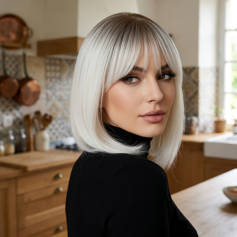Who Is More Advanced in Style! The Gospel for The Laid-Back, This 12-Inch Elegant Ceiling Wig Made of Synthetic Fibers Is Perfect for Everyday Use And Special Occasions