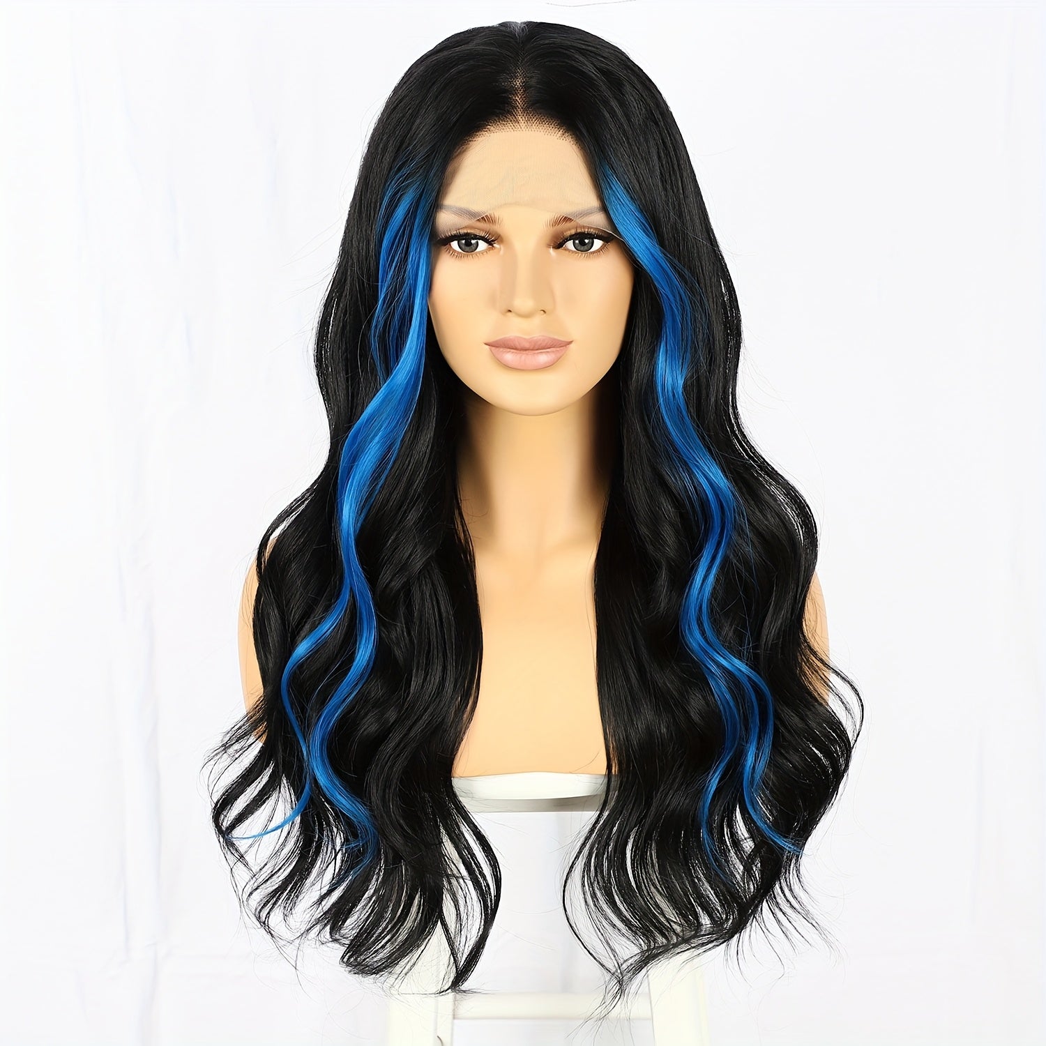 13*3 Multi Color Synthetic Long Wavy Lace Wig with Versatile Colors, High-Quality Temperament Wig Suitable for Women's Use, Beautiful Temperament Wig