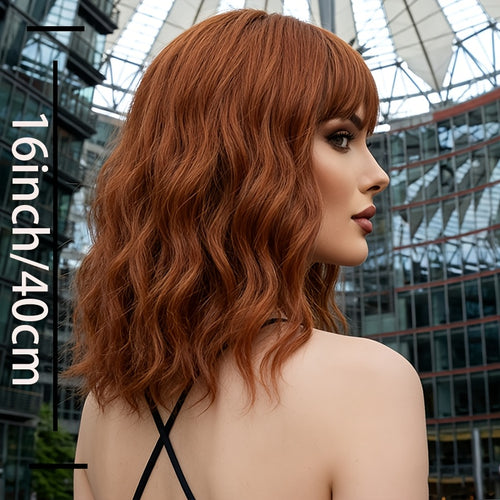 16-Inch Luxury Pumpkin Orange Wavy Curly Hair | Excellent Wearing Effect, Small Appearance And Atmospheric Wig Artifact | Excellent Wearing Effect on Daily Holidays