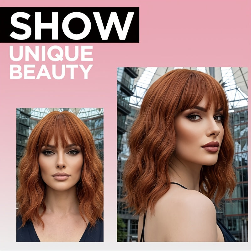 16-Inch Luxury Pumpkin Orange Wavy Curly Hair | Excellent Wearing Effect, Small Appearance And Atmospheric Wig Artifact | Excellent Wearing Effect on Daily Holidays