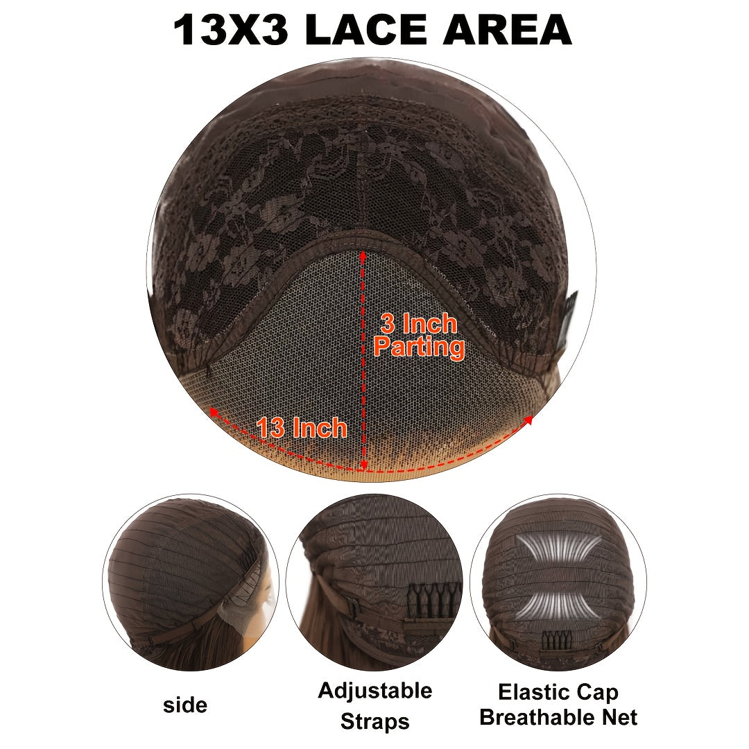 13*3 Multi Color Synthetic Long Wavy Lace Wig with Versatile Colors, High-Quality Temperament Wig Suitable for Women's Use, Beautiful Temperament Wig