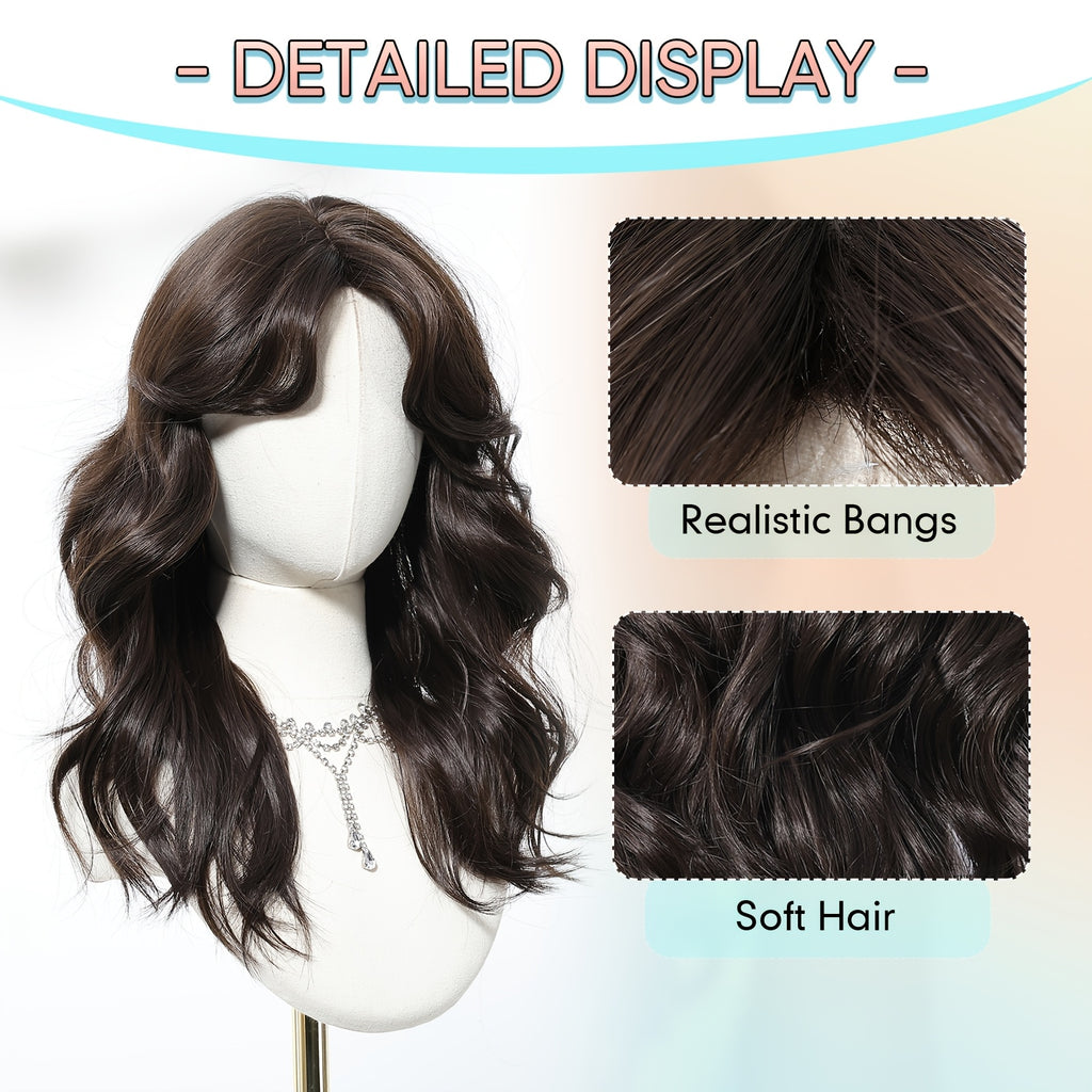 20 Inch Loose Wave Brown Wigs; Wigs for Women, Carnival; Kpop, K Pop; Y2k; Cosplay; Dopamine Style; Synthetic Woven Chemical Fiber Wig, Peluca; Fake Hair; Elegant for Casual Attire, Perfect for Dates, Parties, Photos, Social Gatherings And Birthdays