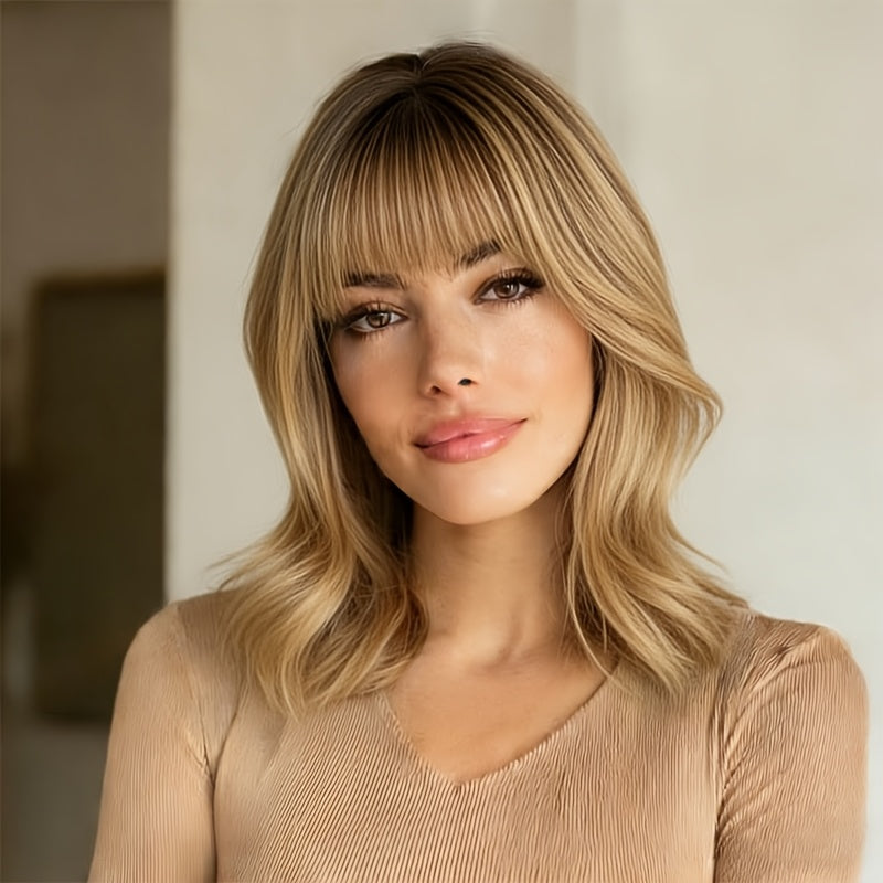 18-inch Mid-Length Net with Jerry Curl Texture - Volume & Easy-Care Hairstyle Suitable for All Occasions, Daily Wear & Special Events - 18\