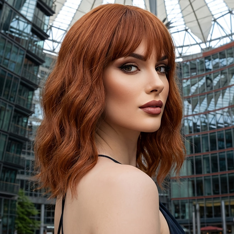 16-Inch Luxury Pumpkin Orange Wavy Curly Hair | Excellent Wearing Effect, Small Appearance And Atmospheric Wig Artifact | Excellent Wearing Effect on Daily Holidays