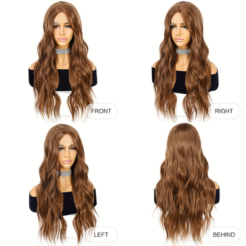 13*3 Multi Color Synthetic Long Wavy Lace Wig with Versatile Colors, High-Quality Temperament Wig Suitable for Women's Use, Beautiful Temperament Wig