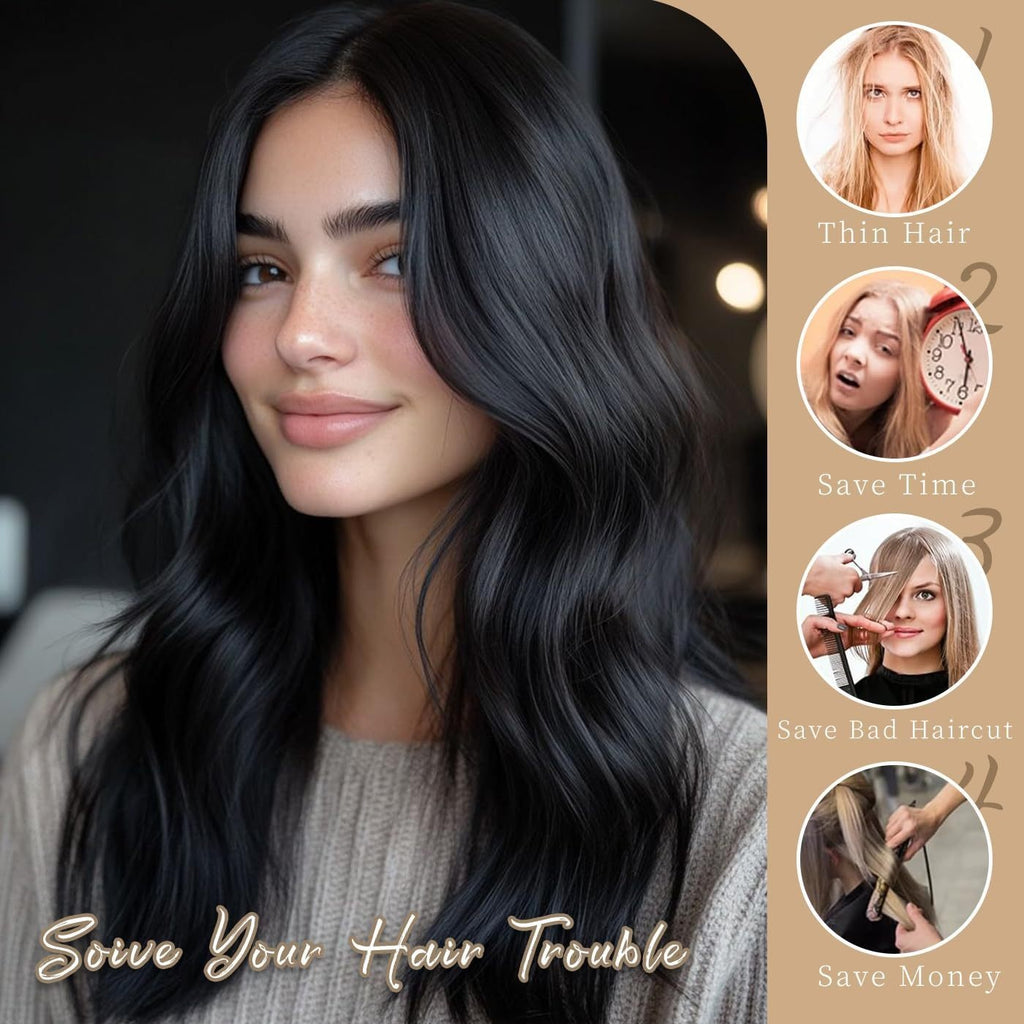 18-Inch Black Wavy Bob Wigs for Women with a Middle Part, Made of Synthetic Lace Front for a, Suitable for Everyday And Party Wear