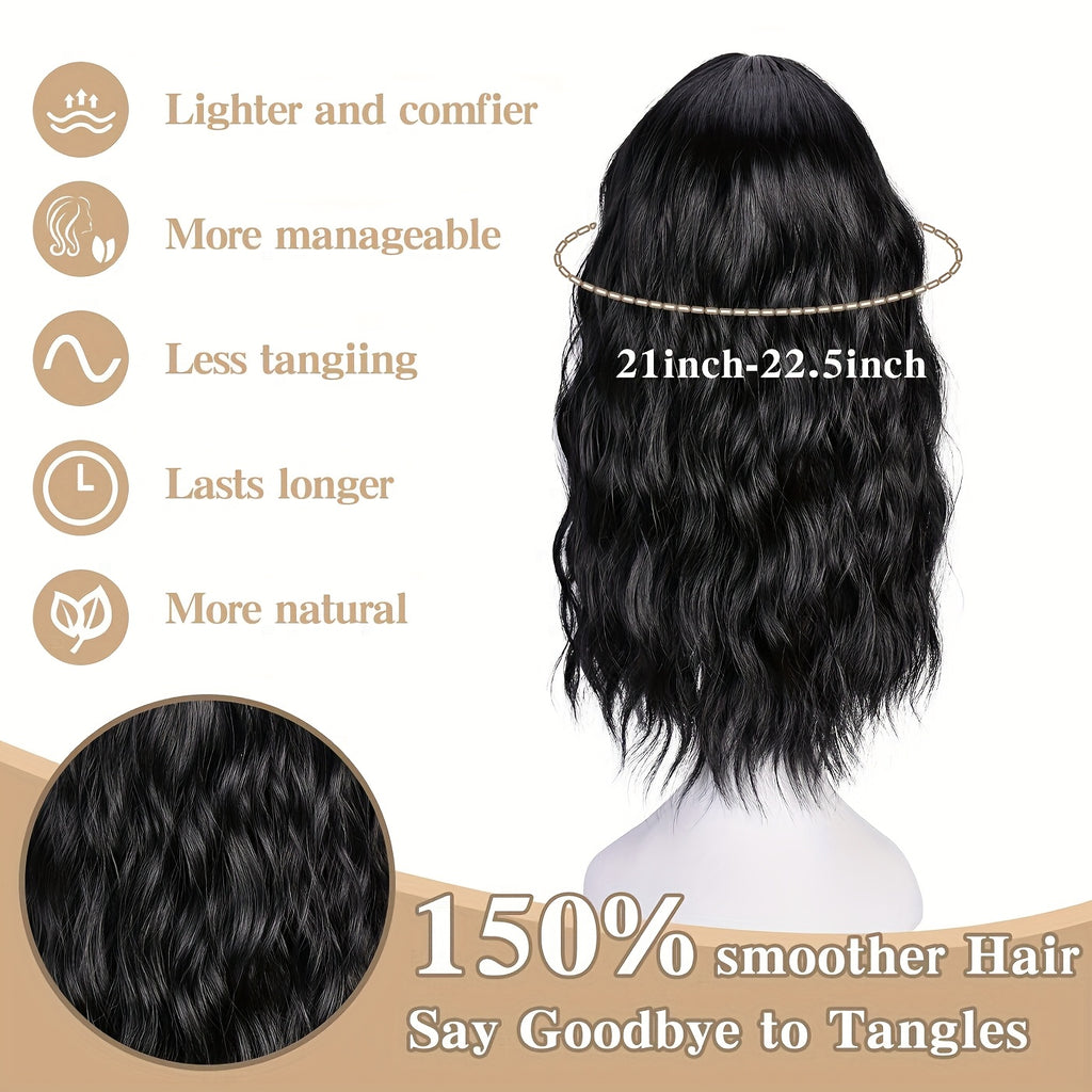 18-Inch Black Wavy Bob Wigs for Women with a Middle Part, Made of Synthetic Lace Front for a, Suitable for Everyday And Party Wear