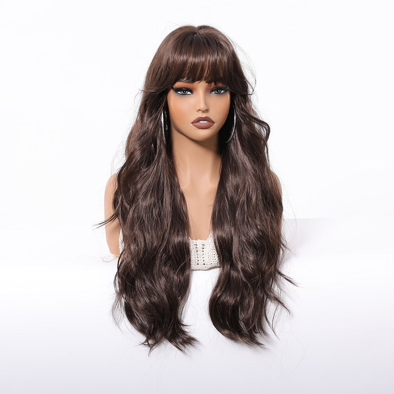 Black Brown Long Curly Wig, 26 Inches Heat-Resistant Fiber Synthetic 130% Density, Suitable for Cosplay and Daily Wear, Unisex Halloween Costume Accessory