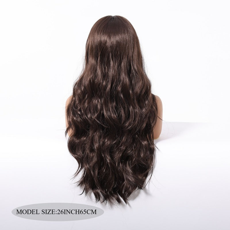 Black Brown Long Curly Wig, 26 Inches Heat-Resistant Fiber Synthetic 130% Density, Suitable for Cosplay and Daily Wear, Unisex Halloween Costume Accessory