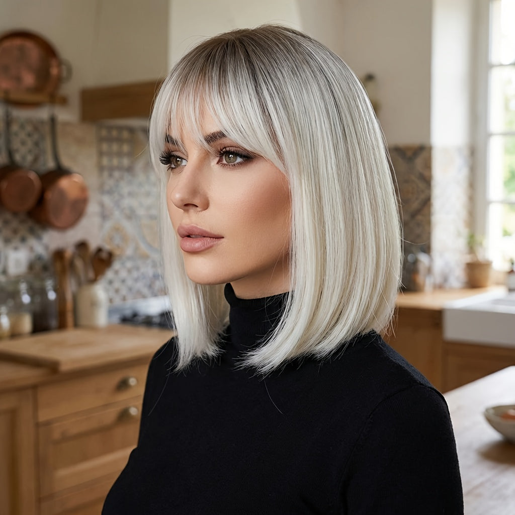 Who Is More Advanced in Style! The Gospel for The Laid-Back, This 12-Inch Elegant Ceiling Wig Made of Synthetic Fibers Is Perfect for Everyday Use And Special Occasions