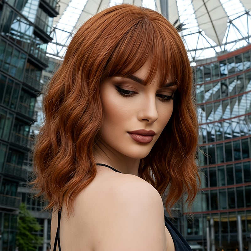 16-Inch Luxury Pumpkin Orange Wavy Curly Hair | Excellent Wearing Effect, Small Appearance And Atmospheric Wig Artifact | Excellent Wearing Effect on Daily Holidays