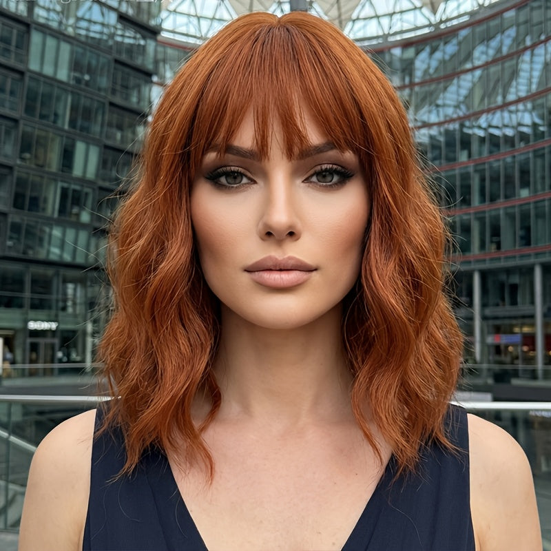 16-Inch Luxury Pumpkin Orange Wavy Curly Hair | Excellent Wearing Effect, Small Appearance And Atmospheric Wig Artifact | Excellent Wearing Effect on Daily Holidays