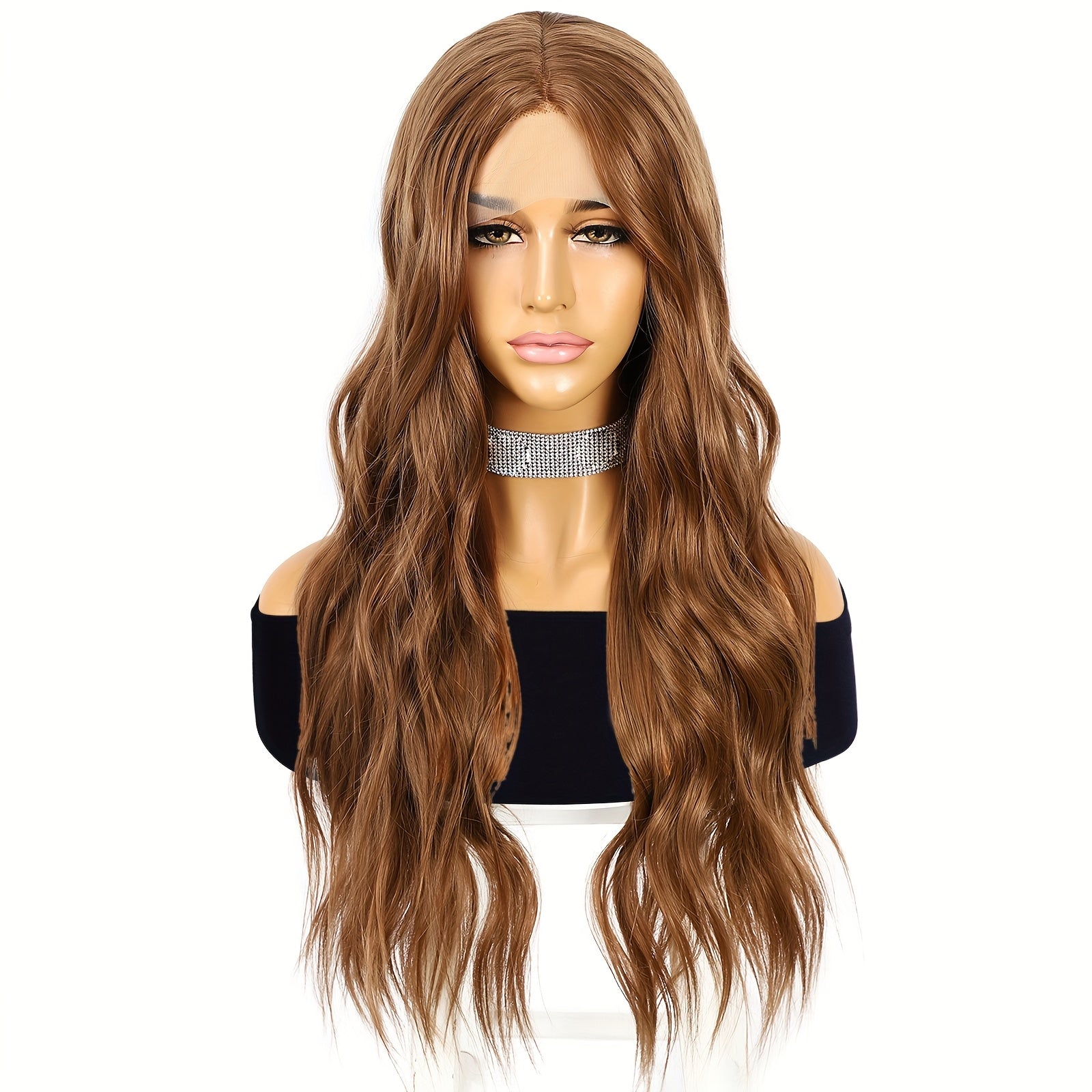 13*3 Multi Color Synthetic Long Wavy Lace Wig with Versatile Colors, High-Quality Temperament Wig Suitable for Women's Use, Beautiful Temperament Wig