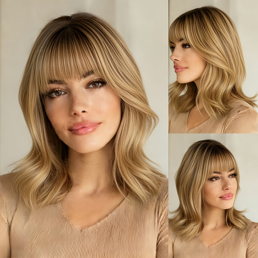 18-inch Mid-Length Net with Jerry Curl Texture - Volume & Easy-Care Hairstyle Suitable for All Occasions, Daily Wear & Special Events - 18\