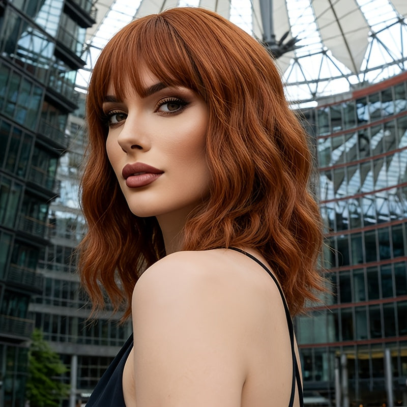 16-Inch Luxury Pumpkin Orange Wavy Curly Hair | Excellent Wearing Effect, Small Appearance And Atmospheric Wig Artifact | Excellent Wearing Effect on Daily Holidays