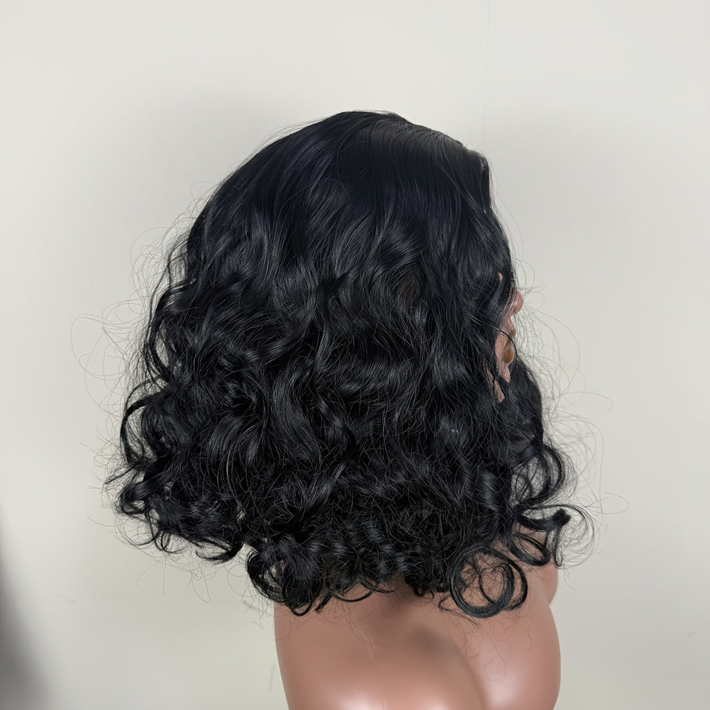 12-Inch Medium-Length Black Wavy Short Wig, Glueless, Suitable for Y2K, Bonnets, Carnival, Cosplay, Wigs for Women, K-Pop, And More